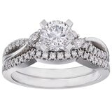 18KT White Gold 1.05ctw Diamond Bridal Ring Set