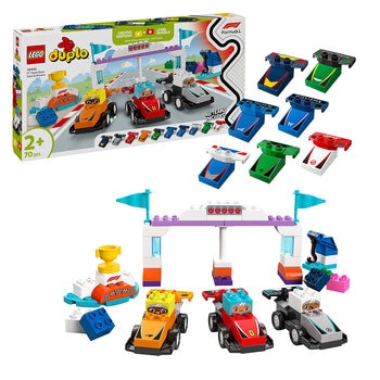 LEGO DUPLO Town F1 Team Race Cars And Drivers Building Toy for Family Fun 10445