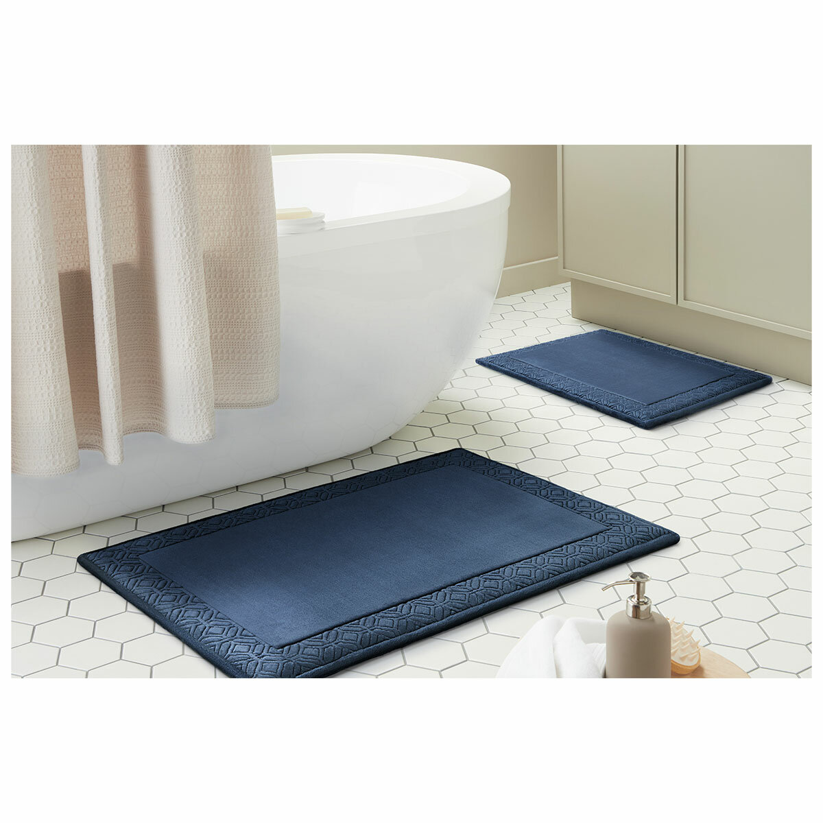 Town & Country Memory Foam Bath Rug 2 Pack Dress Blue