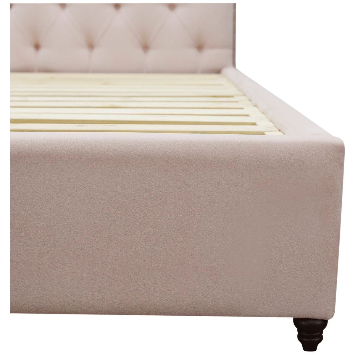 Moran Princess Queen BedHead With Encasement With Slatted Base Plush Petal