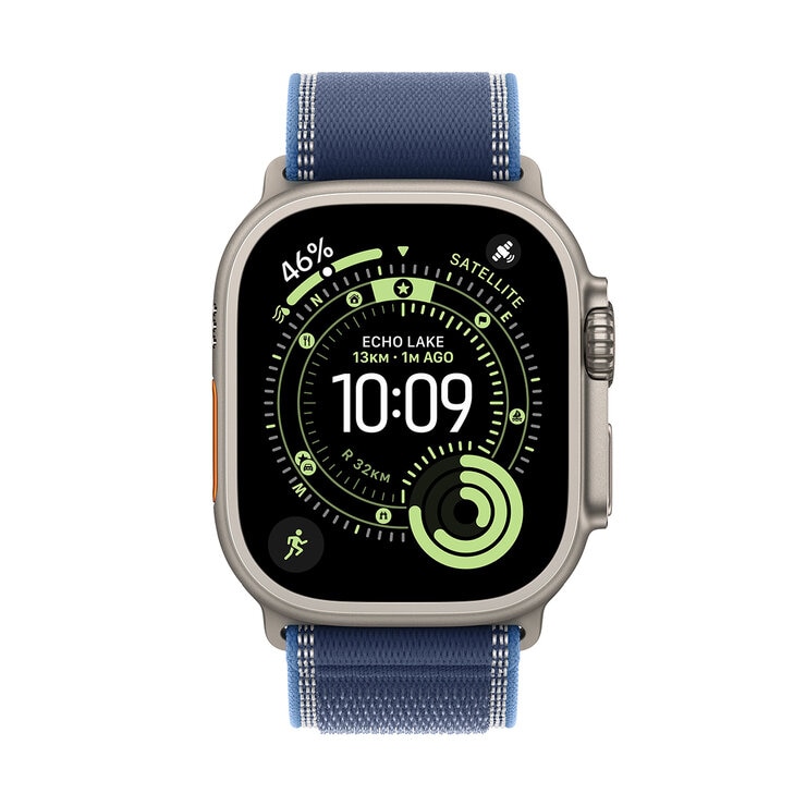 Apple Watch Ultra 3 GPS + Cellular 49-mm Natural Titanium Case with Blue Trail Loop ML