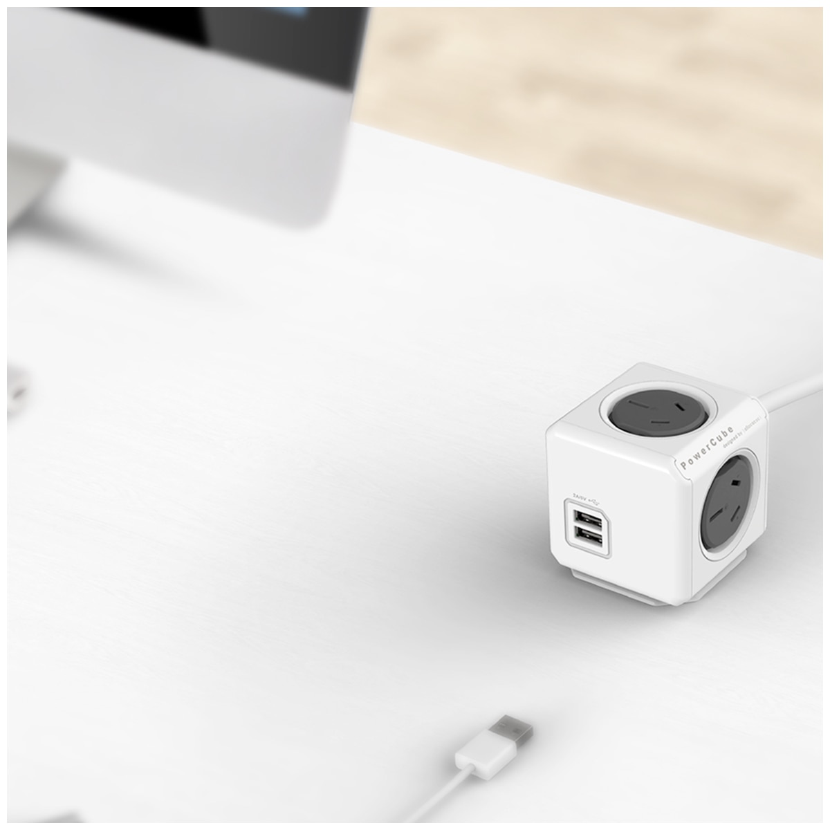 Allocacoc PowerCube 1.5m with 4 Power Outlets & 2 USB ports twin pack ...