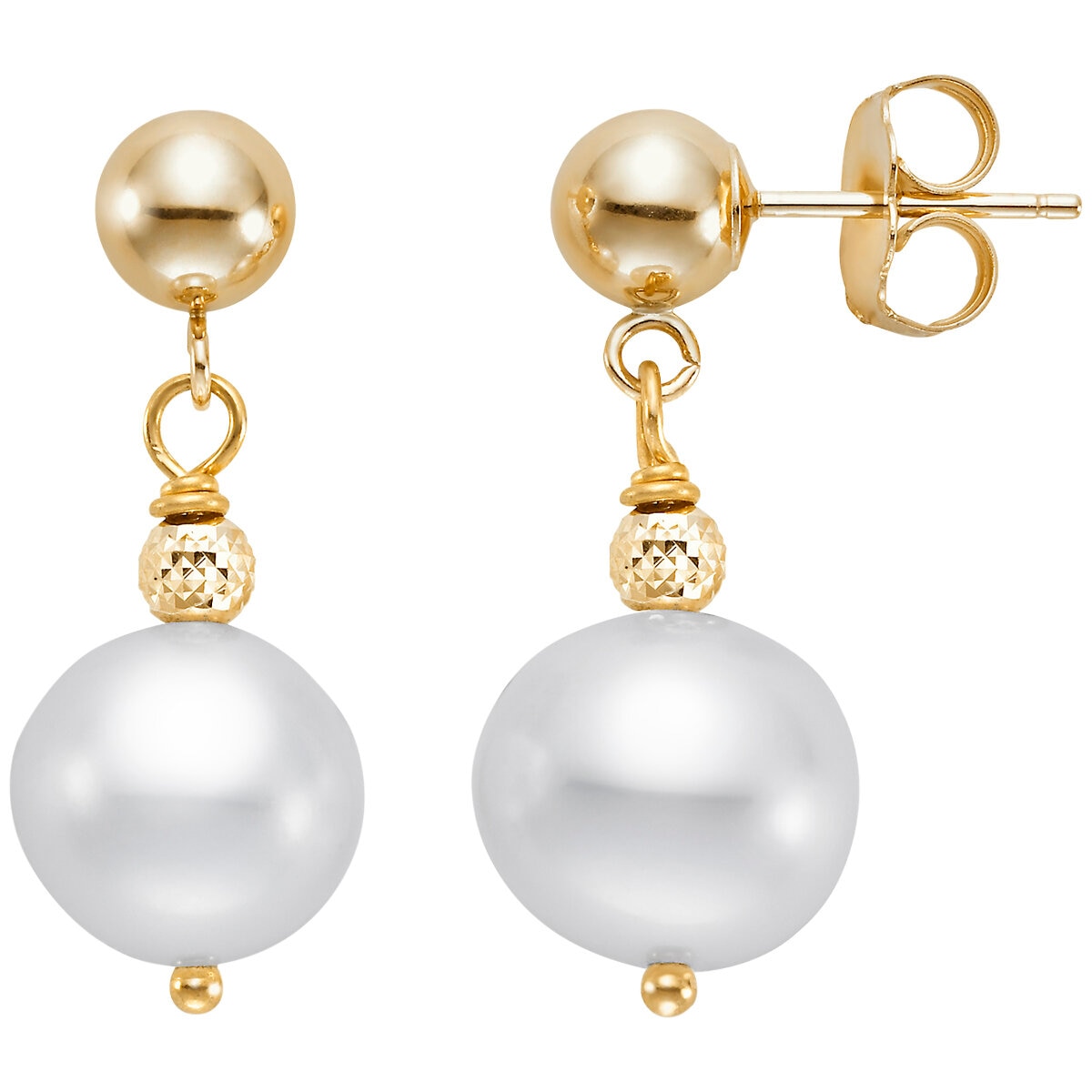 14KT Yellow Gold 8-9MM Freshwater Cultured Pearl Dangle Earring