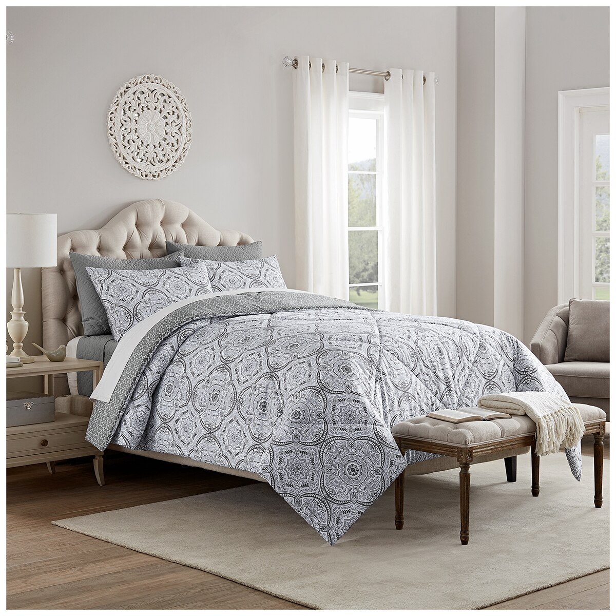 Style Decor Queen Comforter Set 6pc Grey Costco Australia