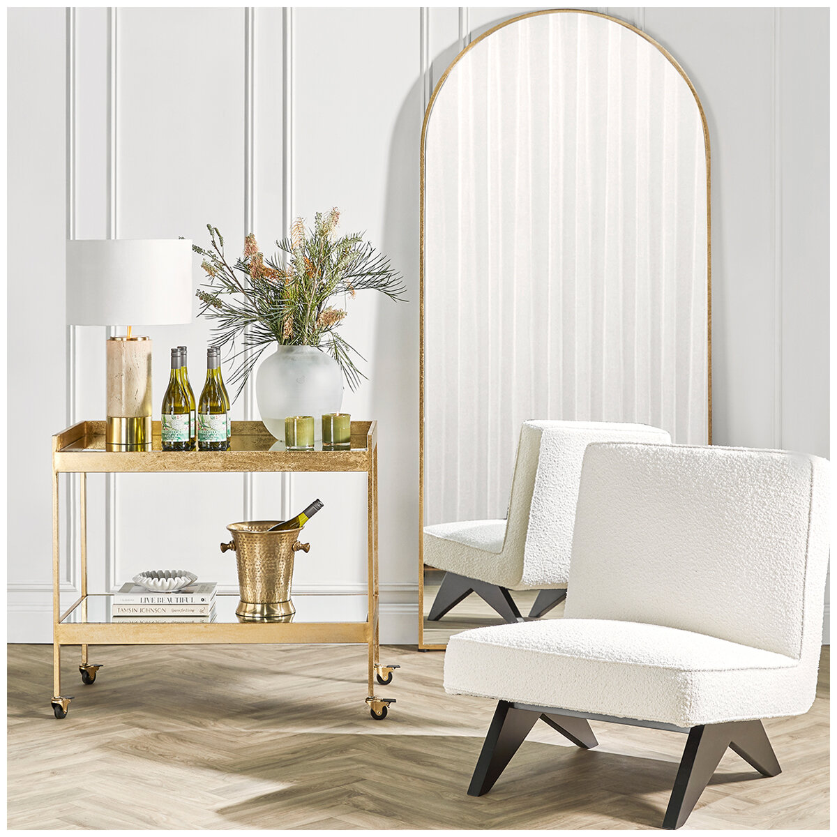CAFE LIGHTING & LIVING Archibald Floor Mirror - Gold Leaf