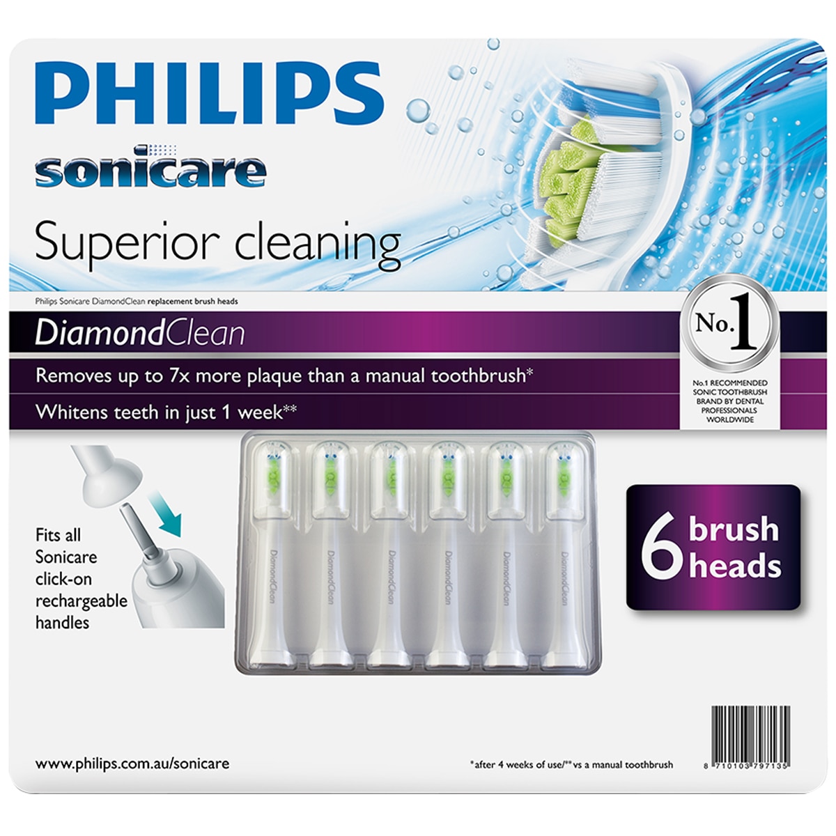 Philips Sonicare W2 Optimal White Standard Toothbrush Heads White 6 Pack