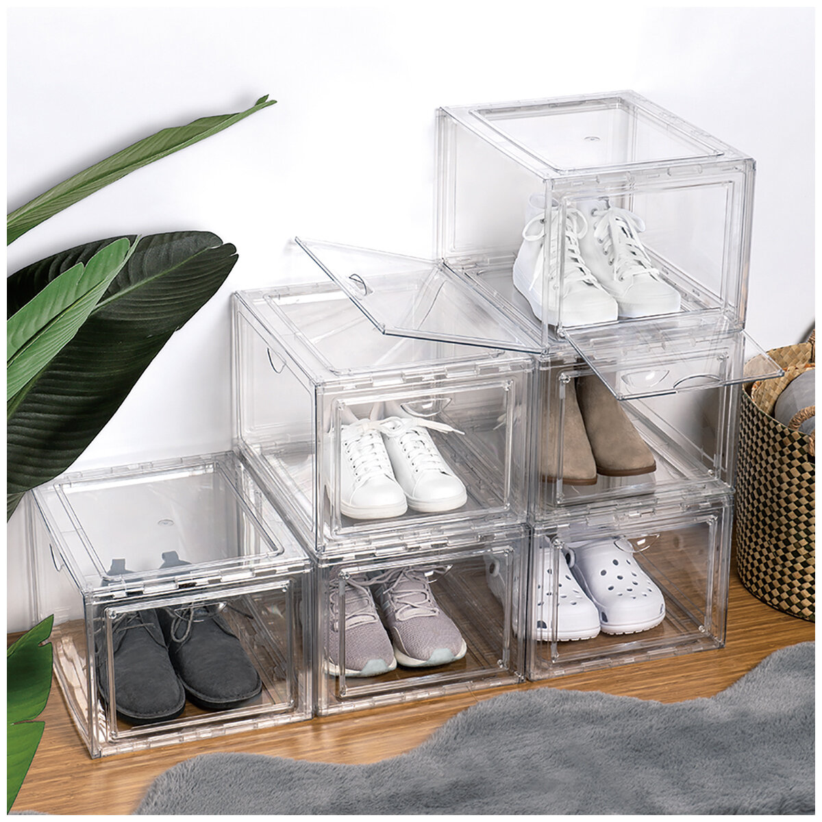 Stackable Shoebox & Organizer 4 Pack