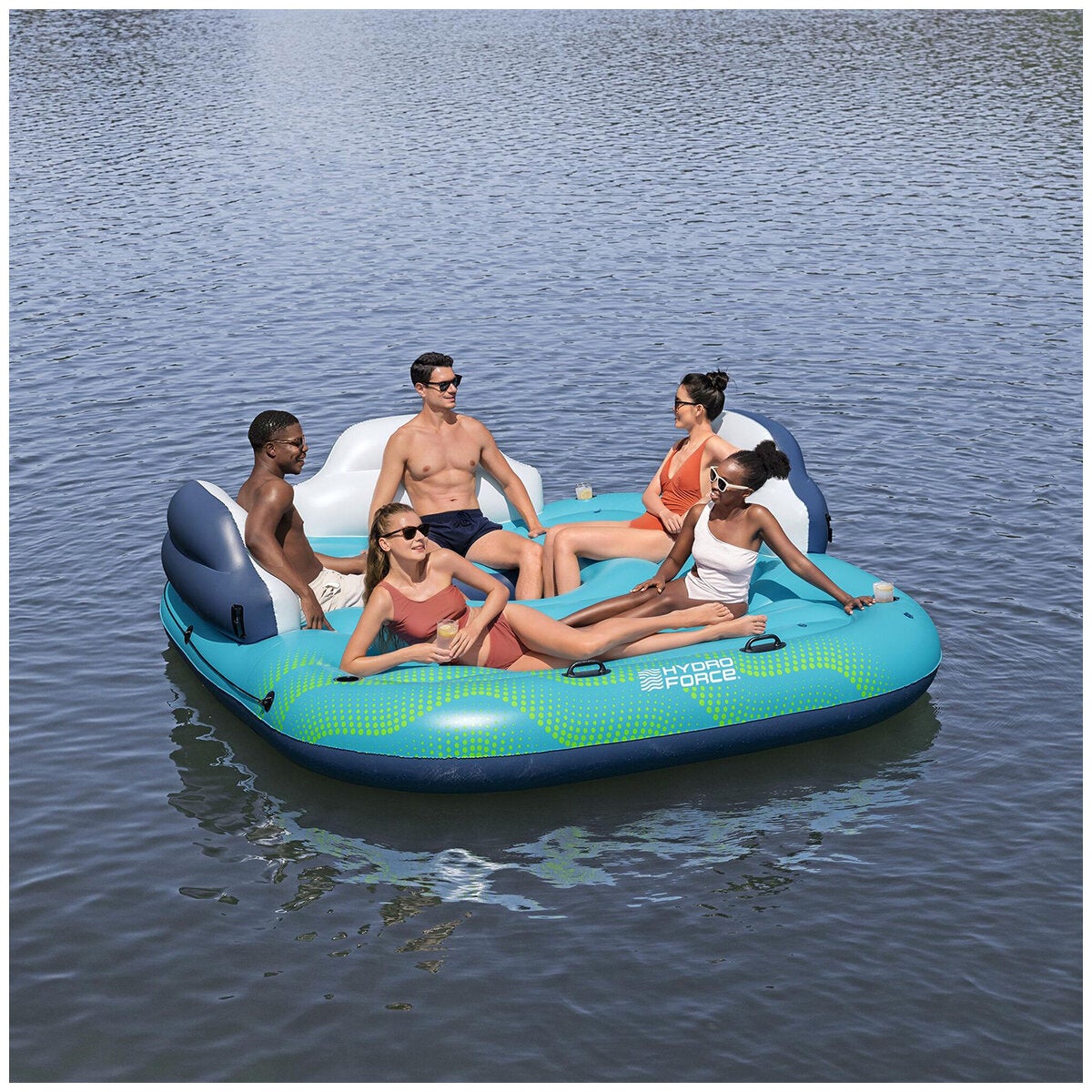Hydro Force Sunny Lounge 5-Person Inflatable Island with Sunshade 2.8M