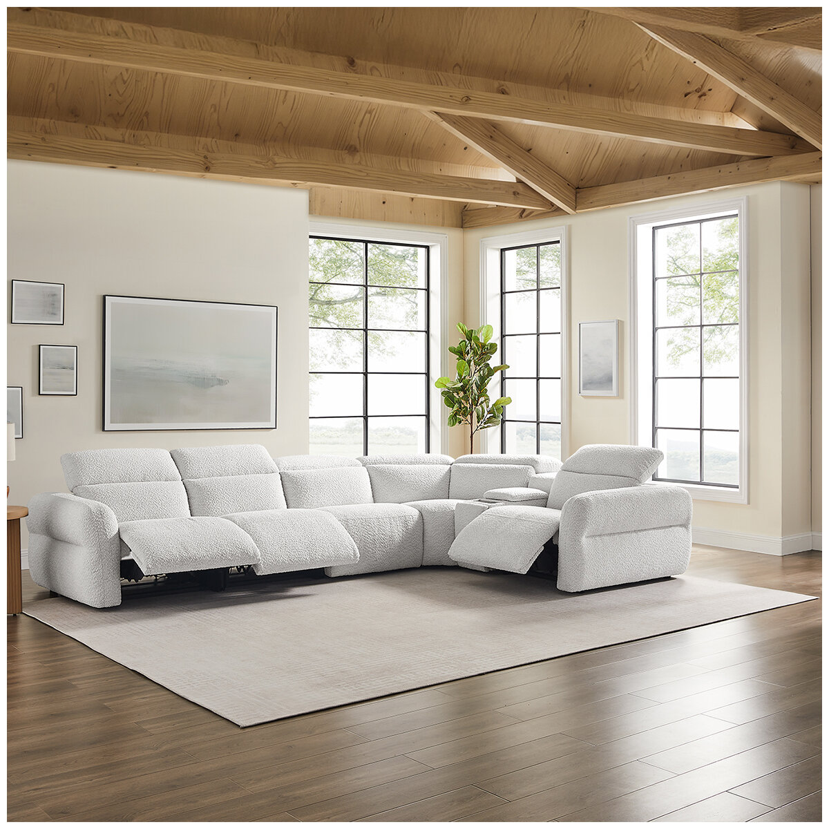 Aiden & Ivy Fabric Power Reclining Sectional With Power Headrests