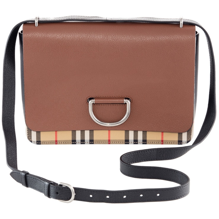vintage check and leather crossbody bag