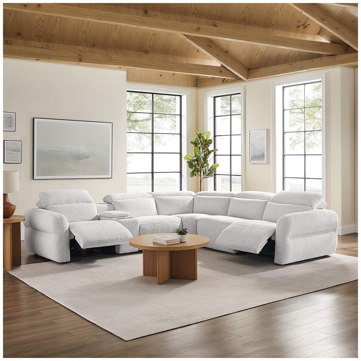 Aiden & Ivy Fabric Power Reclining Sectional With Power Headrests