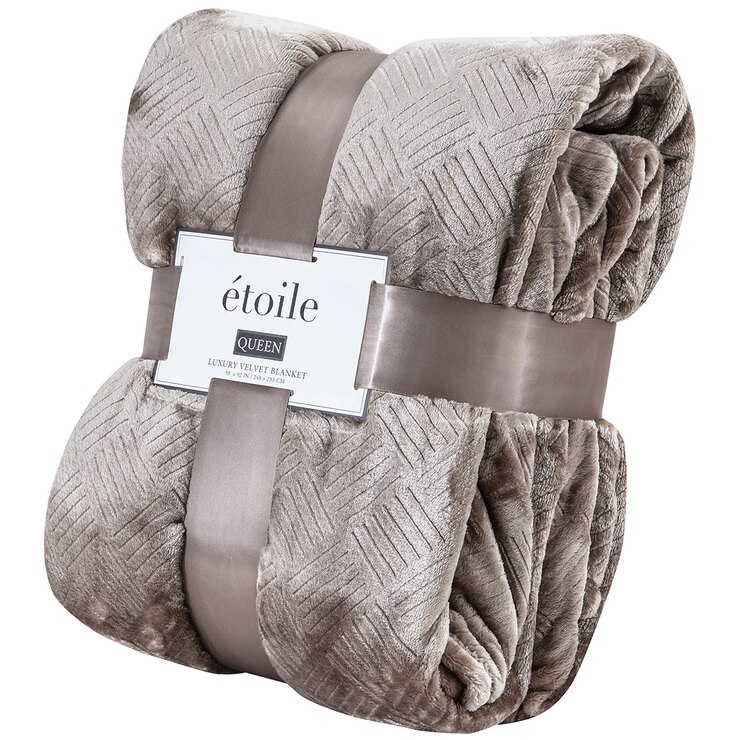 Etoile Etched Velvet Queen Blanket Taupe Costco Australia