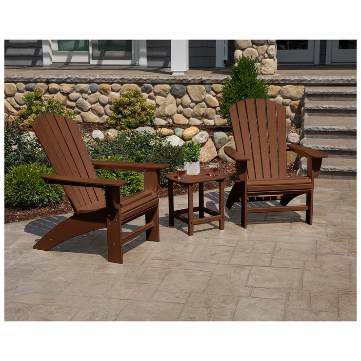 polywood portside shellback adirondack chairs 3pc brown