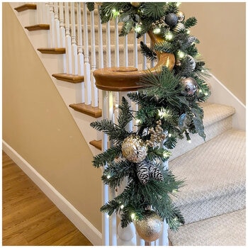 Pre-Lit Decorated Holiday Artificial Garland Metallic 2.7M