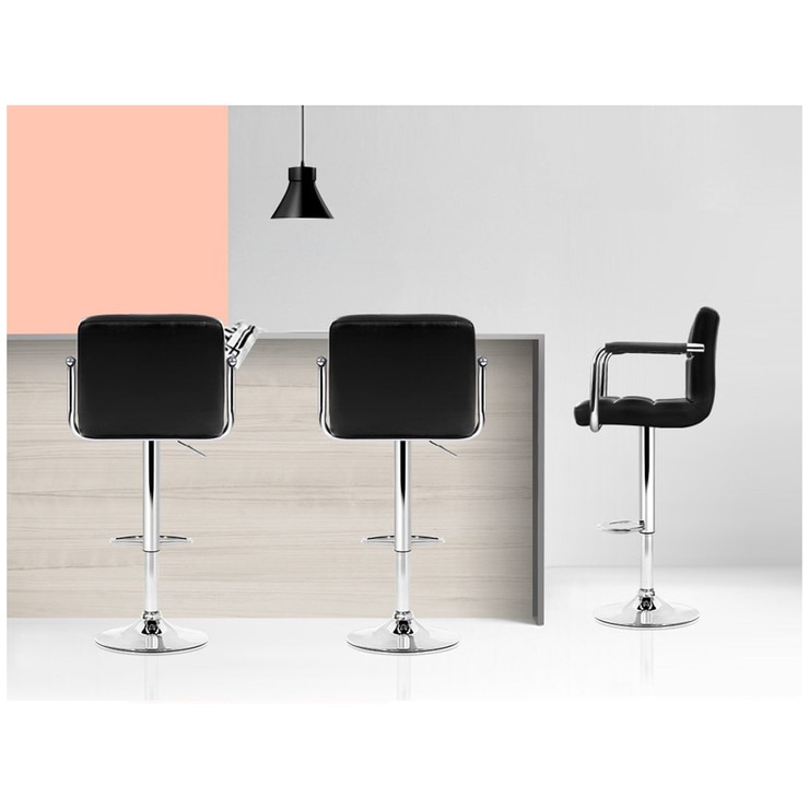 Artiss Black Gaslift Swivel Barstool with Arm Rests 2pk