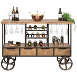 Wine Stash Wooden Bar Cart with Wine Storage