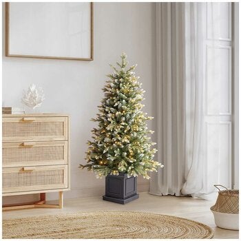 Pre-Lit Glitter Frosted Artificial Potted Christmas Tree 1.3M