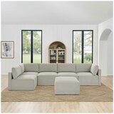 Thomasville 6PC Fabric Modular Sectional with Ottoman Light Grey