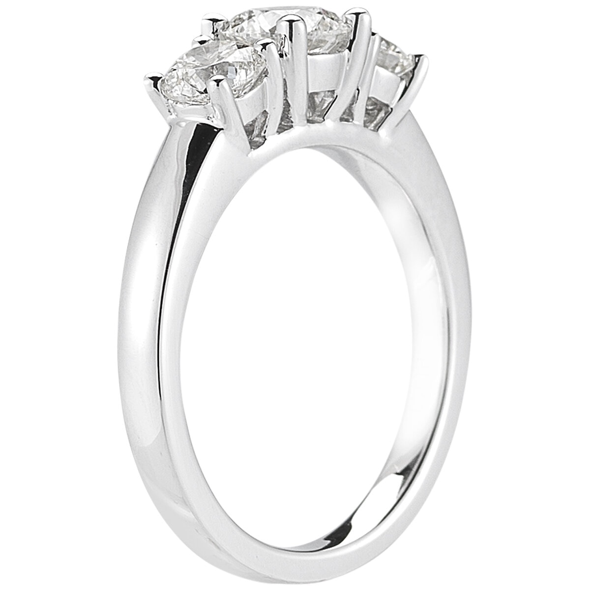 18KT White Gold 1.00CTW Round Diamond Three Stone Ring