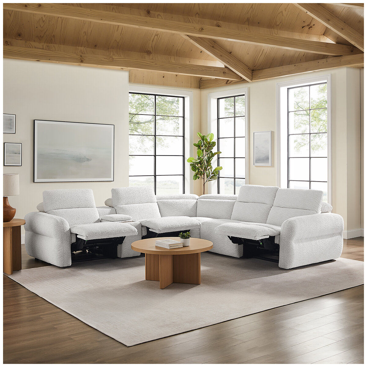 Aiden & Ivy Fabric Power Reclining Sectional With Power Headrests