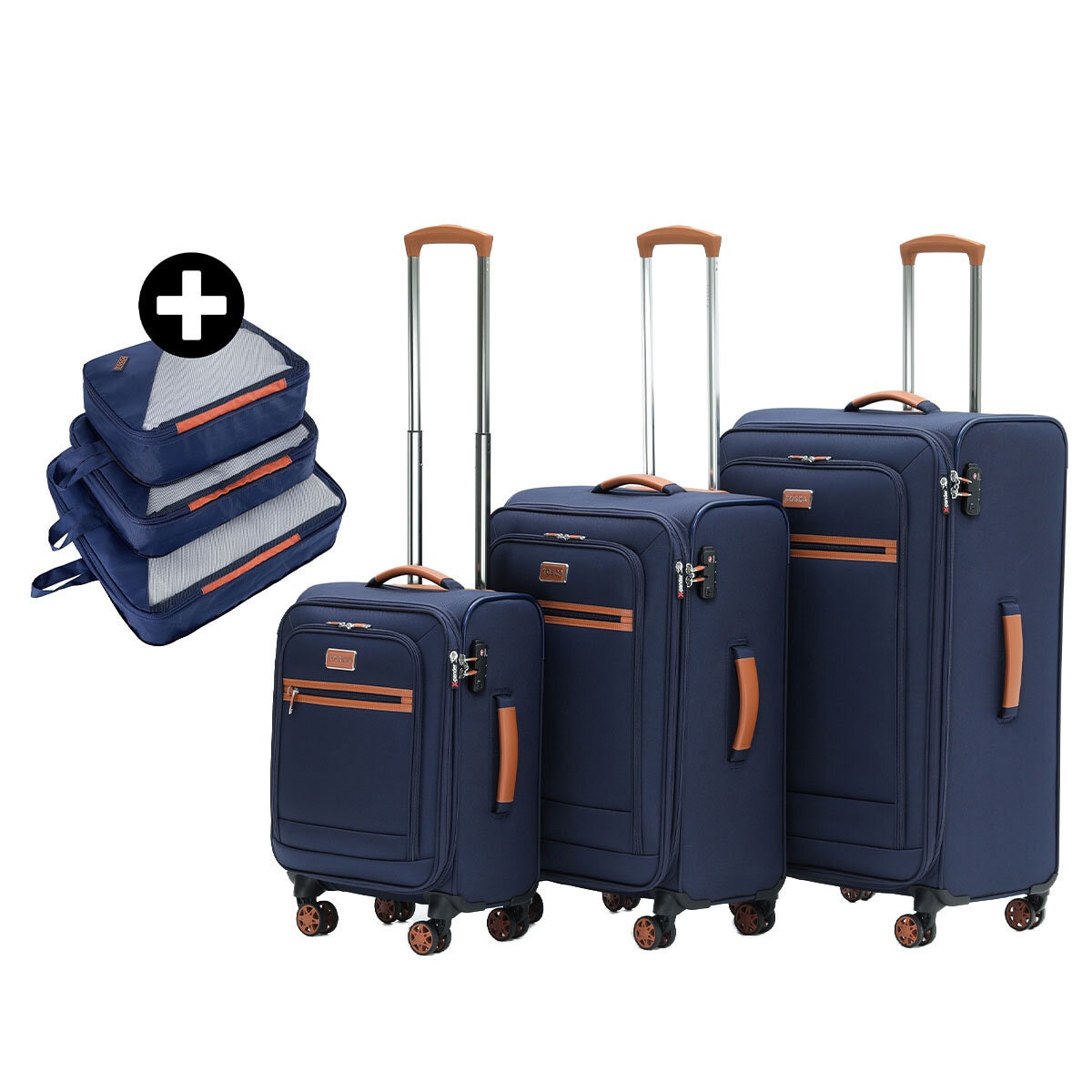 Tosca Park Avenue 3 Piece Luggage Set Navy Tan