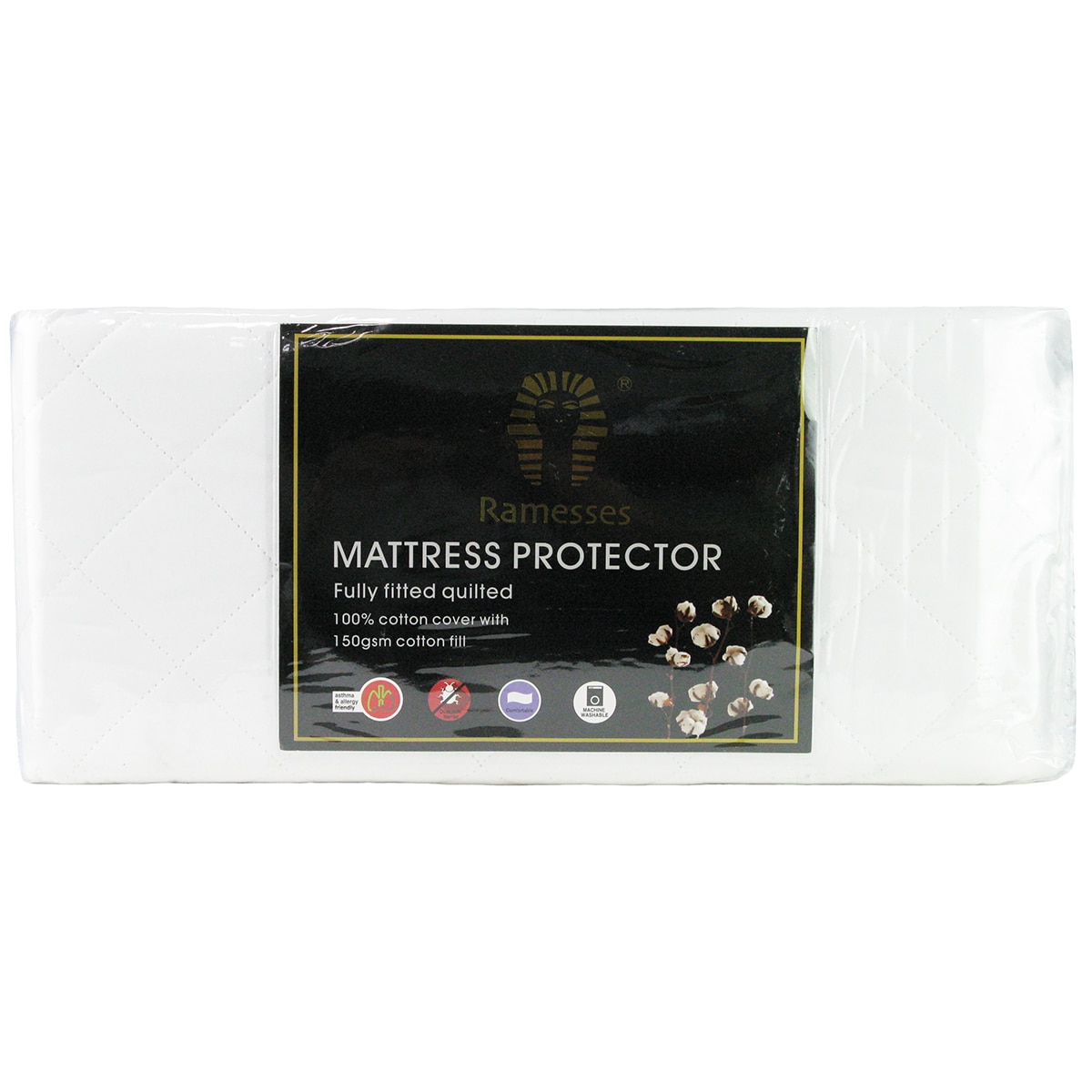 Cotton Fitted Mattress Protector- King White