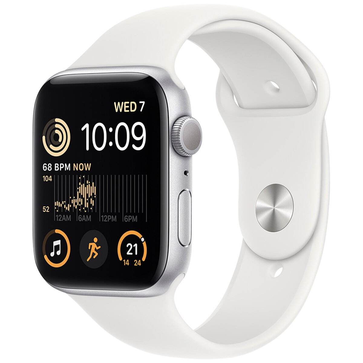 Apple Watch SE GPS 44mm Silver Aluminium Case with White Sport Band