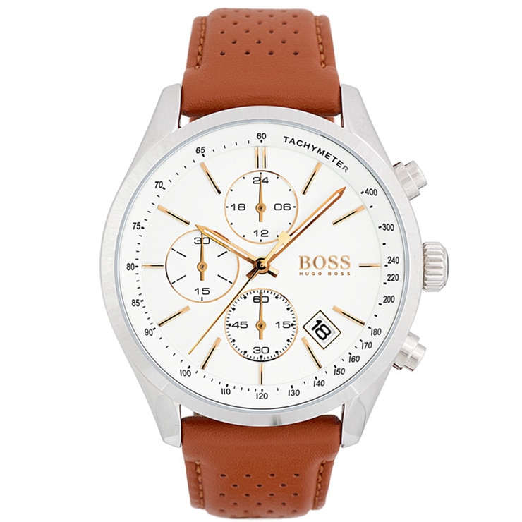 hugo boss mens leather watch