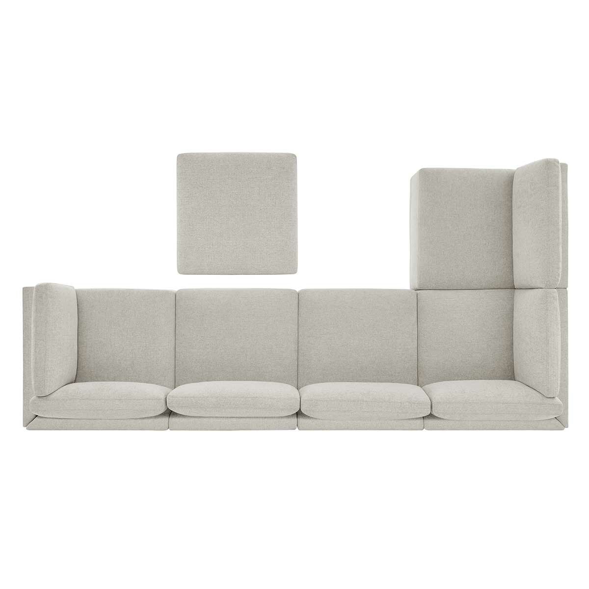 Thomasville 6PC Fabric Modular Sectional with Ottoman Light Grey