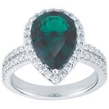 18KT White Gold 0.58ctw Diamond Lab Emerald Ring
