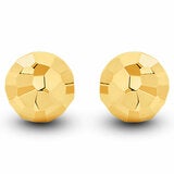 18K Yellow Gold Diamond Cut Ball Stud Earrings