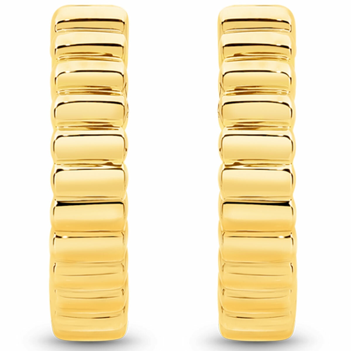18KT Yellow Gold Ribbed Hoop Earrings 18KT Yellow Gold Ribbed Hoop Earrings