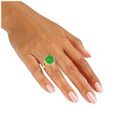 14KT Yellow Gold Dyed Green Jade Round Shape Ring