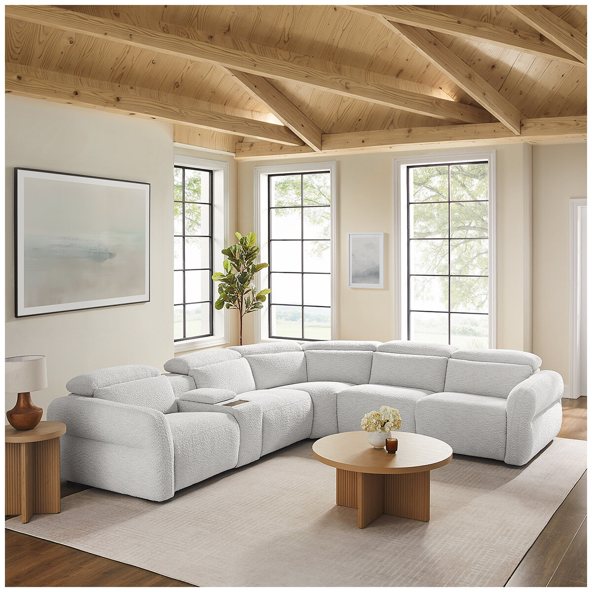 Aiden & Ivy Fabric Power Reclining Sectional With Power Headrests