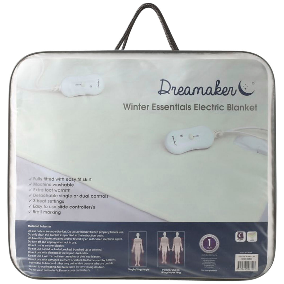 Dreamaker Washable Electric Blanket King White