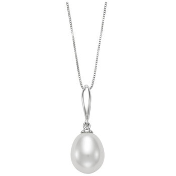 14KT White Gold 9.5-10mm Cultured Freshwater Pearl Pendant