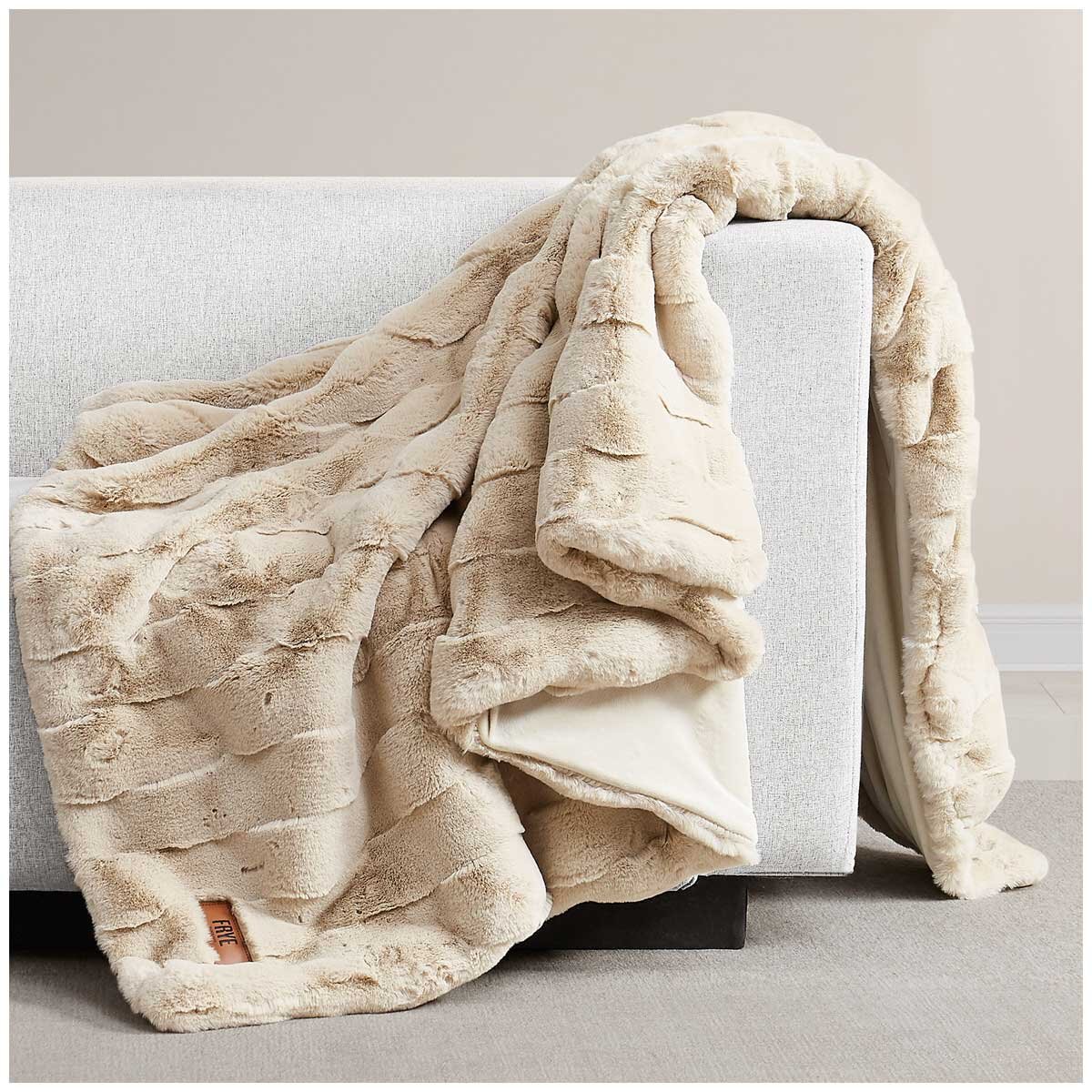 Frye Luxe Faux Fur Throw 152 x 178cm Cream