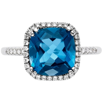 14KT White Gold 0.20ctw London Blue Topaz And Diamond Ring