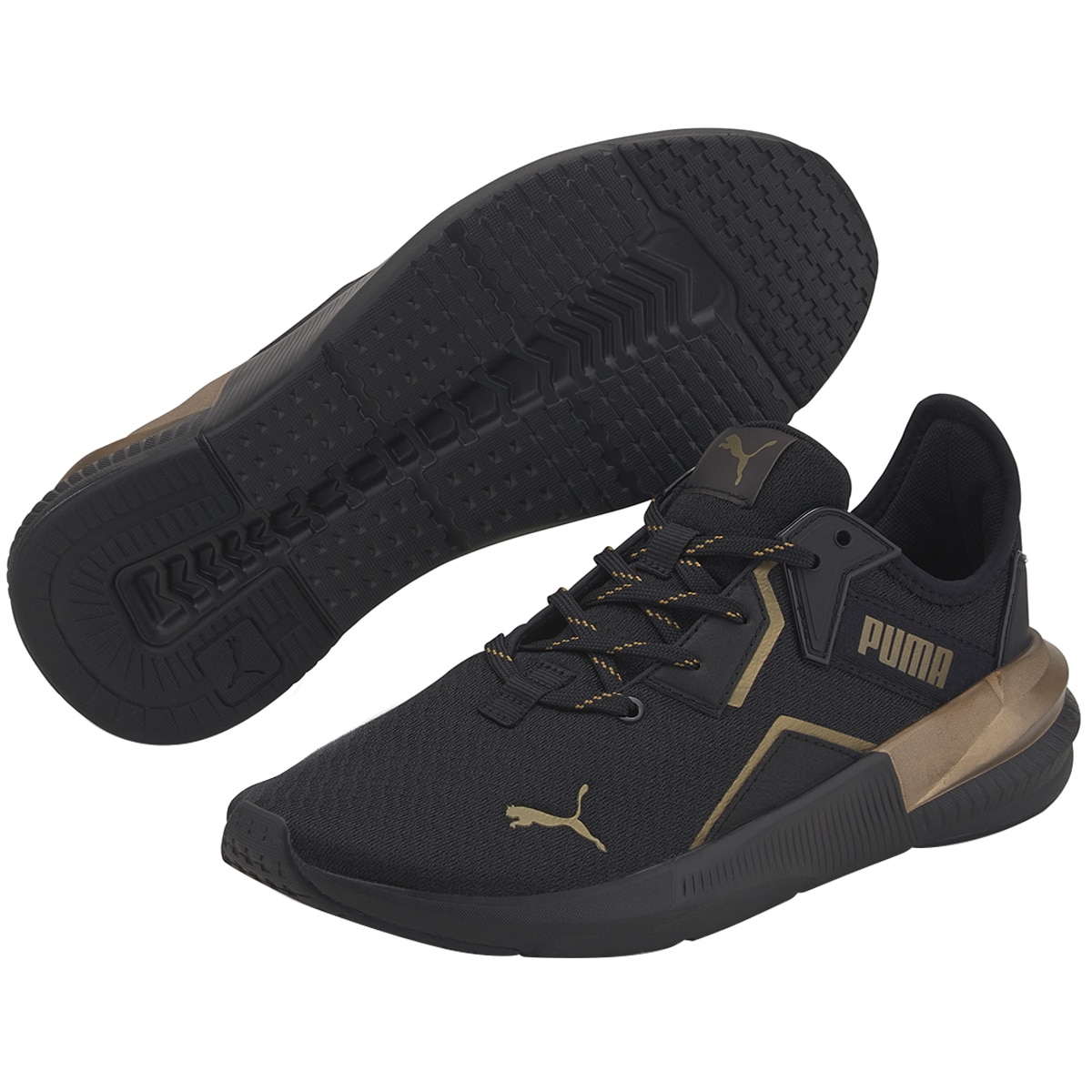 Puma Women's Platinum Metallic Training Shoe Black Gold |...