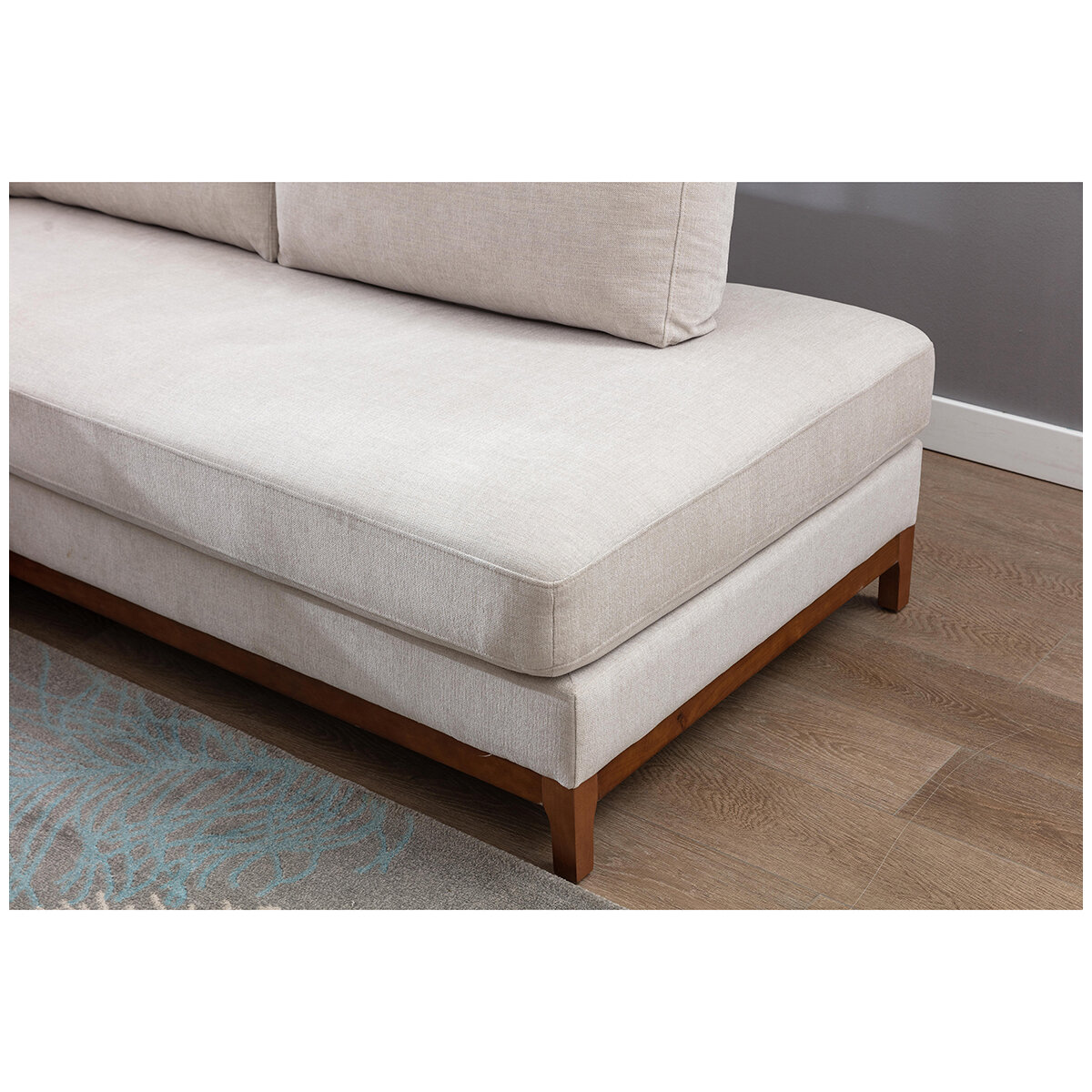 Zoy Monroe 2 Piece Stationary Fabric Chaise Sectional, White