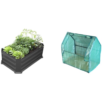 Greenlife Patio Garden Bed With Greenhouse Cover And Base 80 x 50 x 30cm