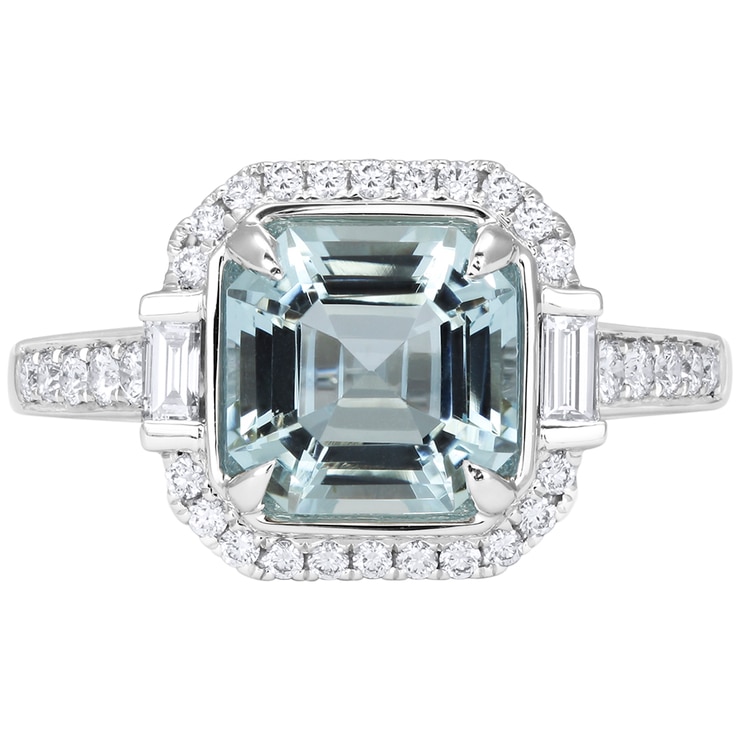 18KT White Gold Aquamarine and Diamond Ring Costco Australia