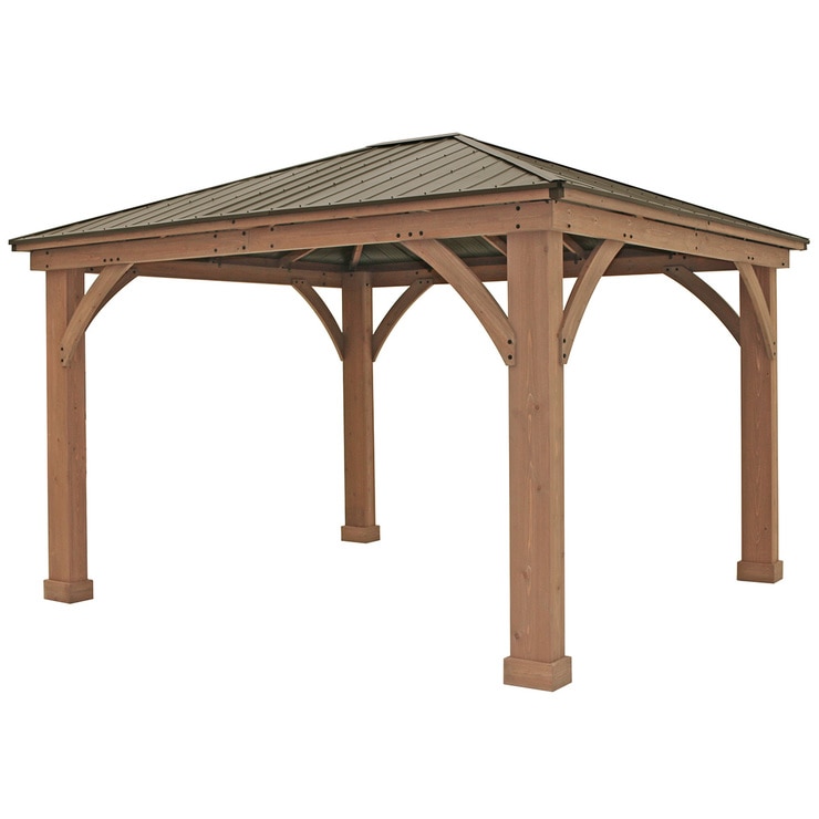 Yardistry 4.3 x 3.7m Wood Gazebo with Aluminium Roof Costco Australia