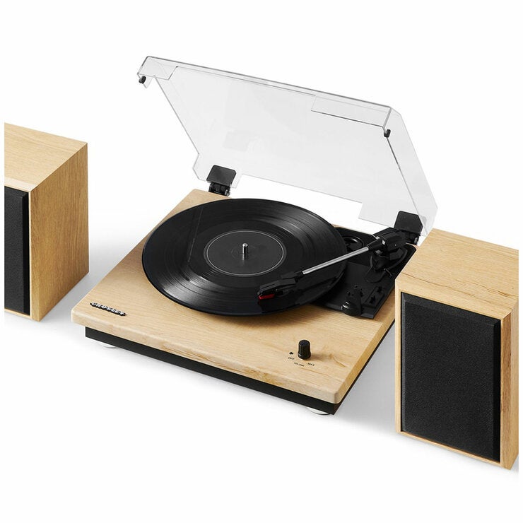 Crosley Brio Record Player Shelf System With Speakers - Natural Crosley Brio Record Player Shelf System With Speakers - Natural