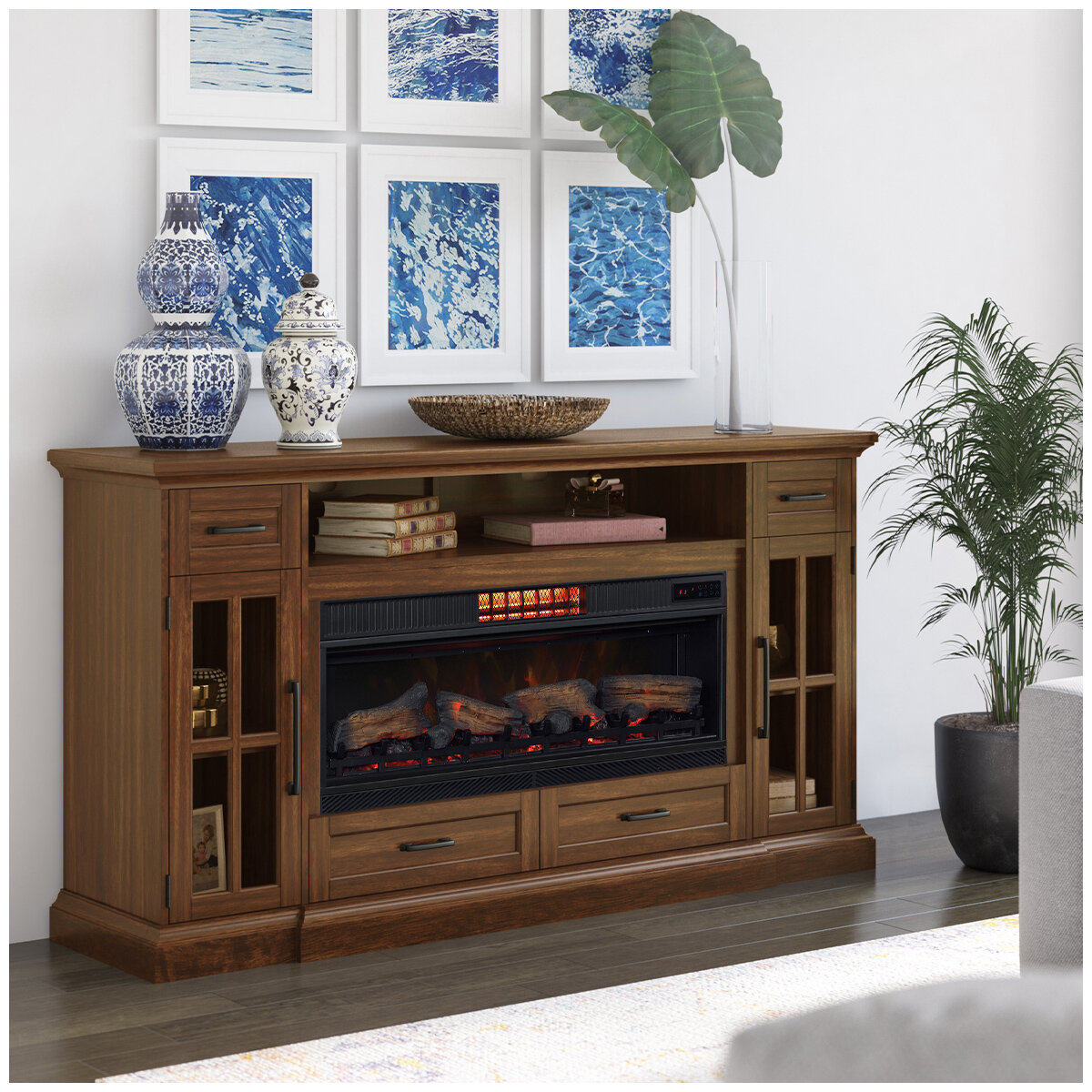 Tresanti Sloane TV Console with ClassicFlame, White