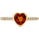 18KT Yellow Gold 0.10ctw Diamond 6mm Madeira Citrine Centre Heart Ring