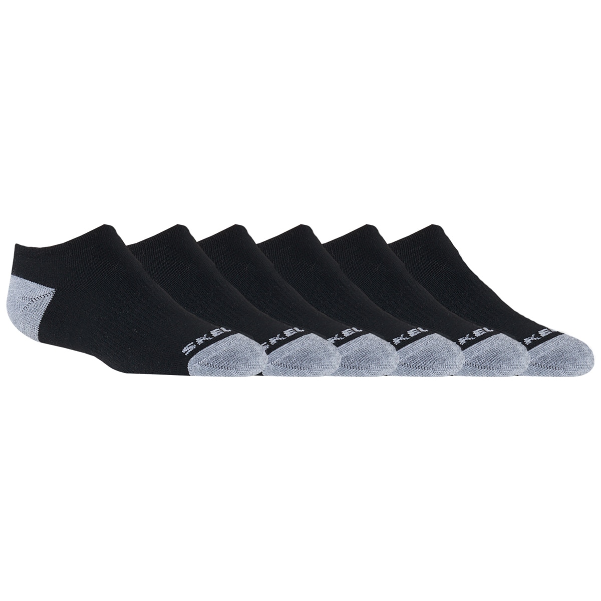 Skechers Boys' No Show Socks 6pk Black & Grey