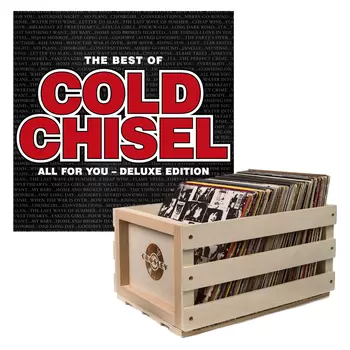 Crosley Record Storage Crate & Cold Chisel The Best Of Cold Chisel, Double Vinyl Album Bundle