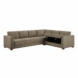 Thomasville Caler 3 Piece Fabric Sectional with Sleeper and Storage Seat