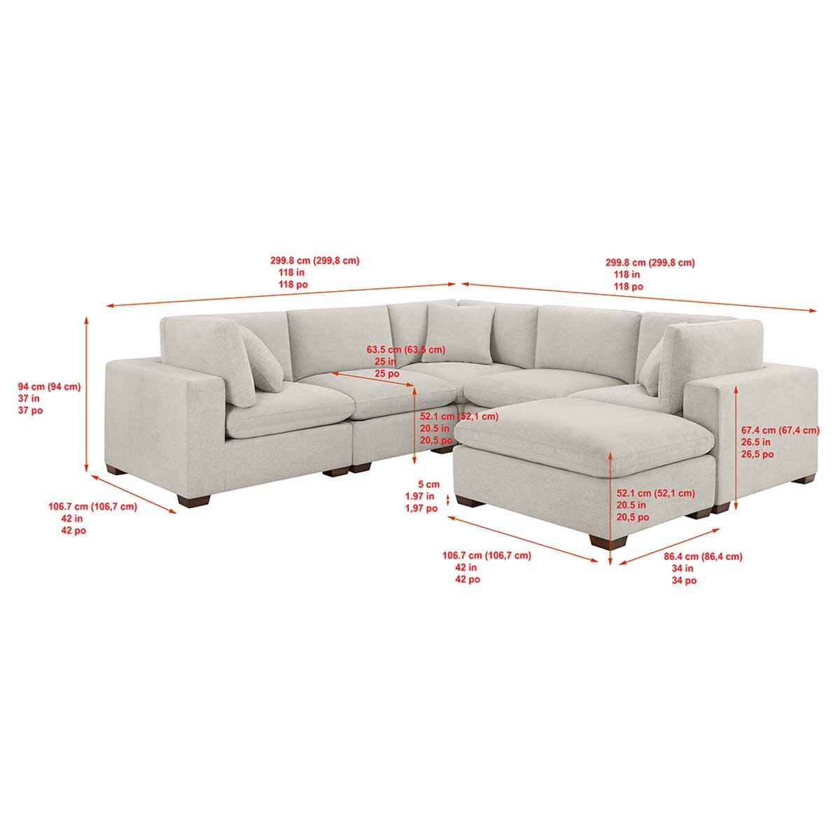 Thomasville 6 Piece Fabric Modular Sectional